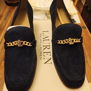 Ralph Lauren Women's Navy Loafers with Gold Accent - NEVER WORN